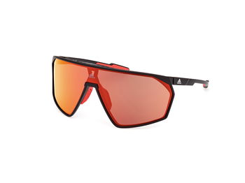 Das Bild zeigt die Adidas Sport Sonnenbrille SP0073 in matt schwarz seitlich.